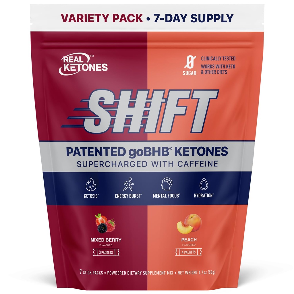 Echte Ketone BHB Exogene Ketone Getränke Mix Packets Keto Elektrolyte Pulver-Packets kein Zucker mit 4 Haupt Fasting Elektrolyte Plus Hydrating patentierte Keto BHB - 7 Count Peach, Mischbeere