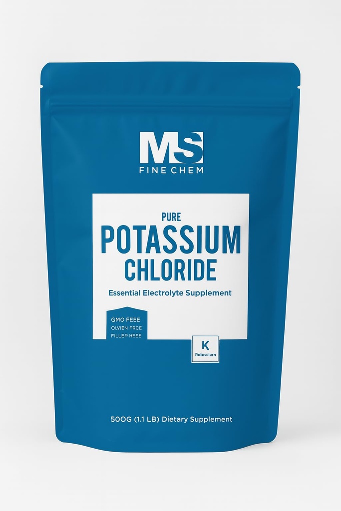 Kaliumchlorid Pulver - 500 Gramm - 1,1 lb - Kaliumergänzungspulver, Kaliumchlorid Salz Ersatz, Kaliumsalz - Glutenfrei, 200mg pro Portion