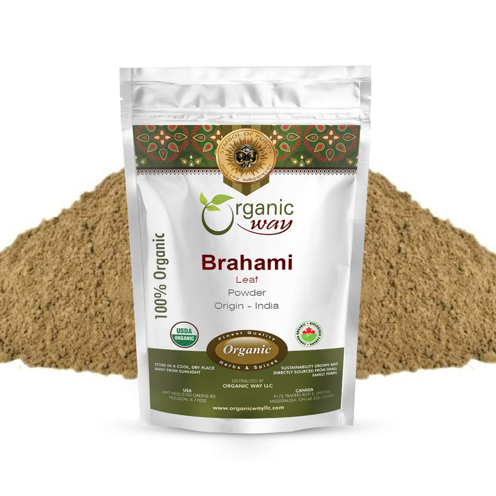 Organic Way Brahmi Leaf Powder (Bacopa Monnieri) - Organic & Kosher Certified | Raw, Vegan, Non GMO & Gluten Free | USDA Certified | Origin - India (1/4 LBS)