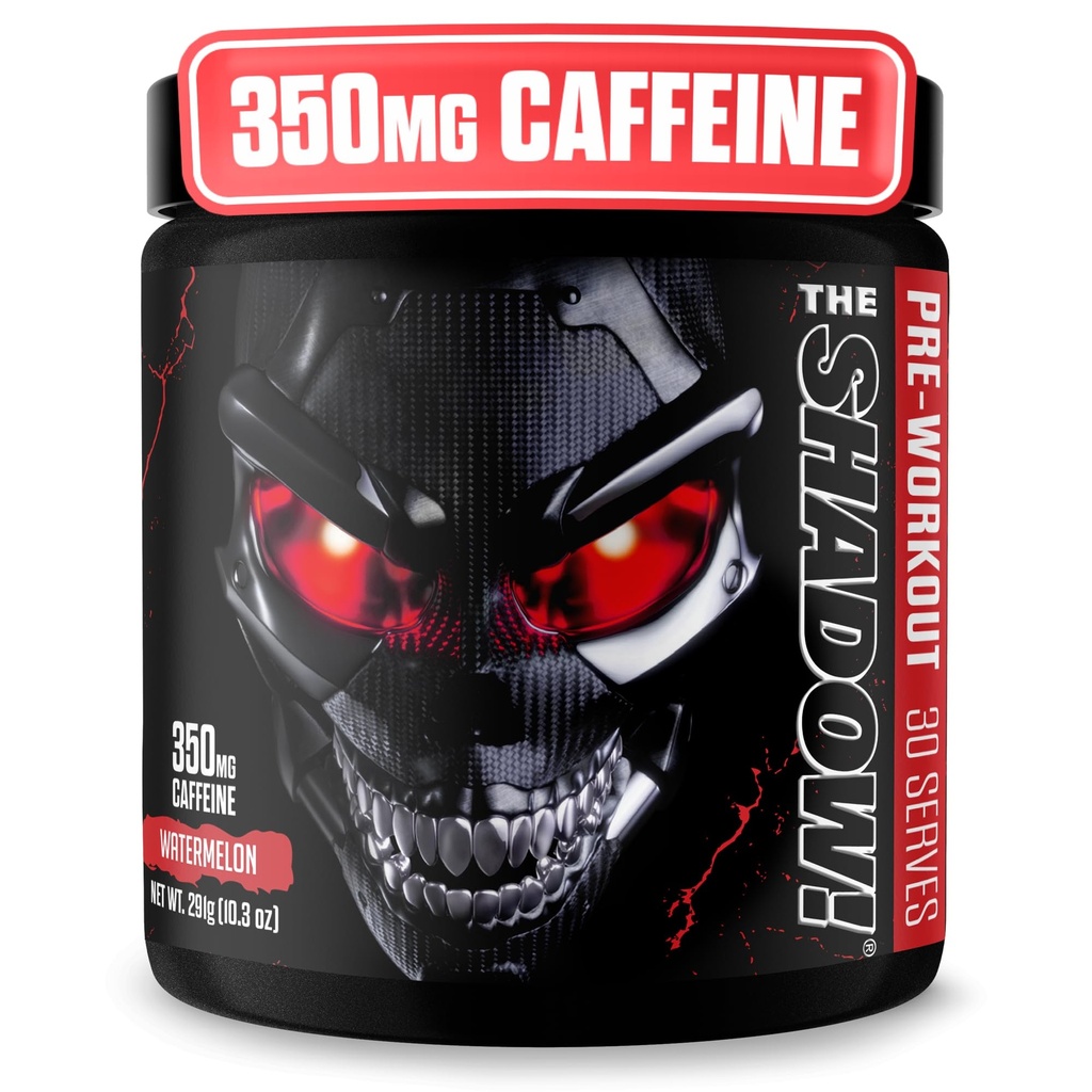 JNX SPORTS The Shadow! 350mg Caffeine Hard Core Preworkout - Watermelon 30 Servings | Electric Energy, Mental Focus & Superhuman Strength for Men & Women