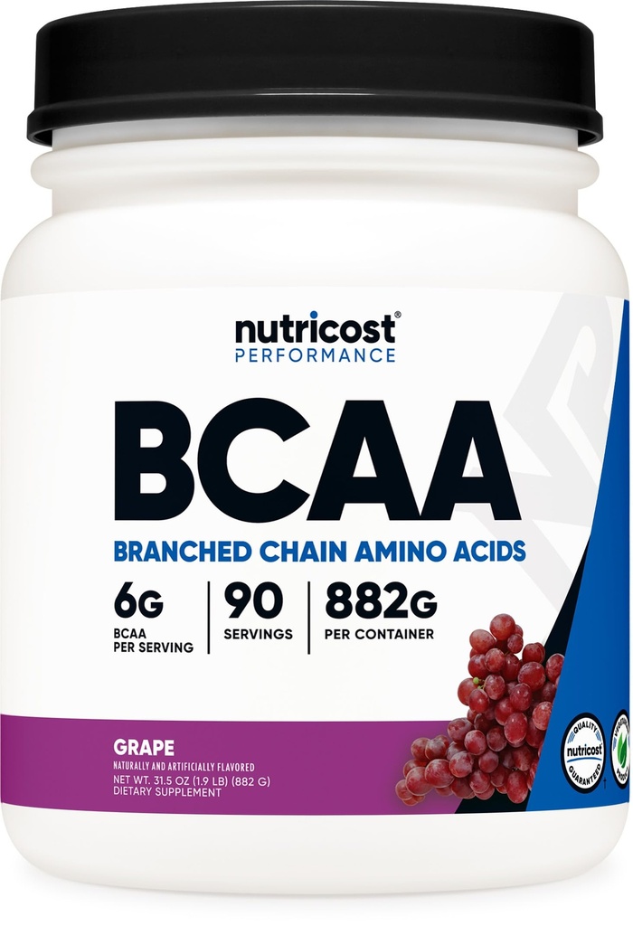 Nutricost BCAA Powder (Grape, 90 Servierungen) - Optimal 2:1:1:1 Ratio, Vegetarisch, Non-GMO