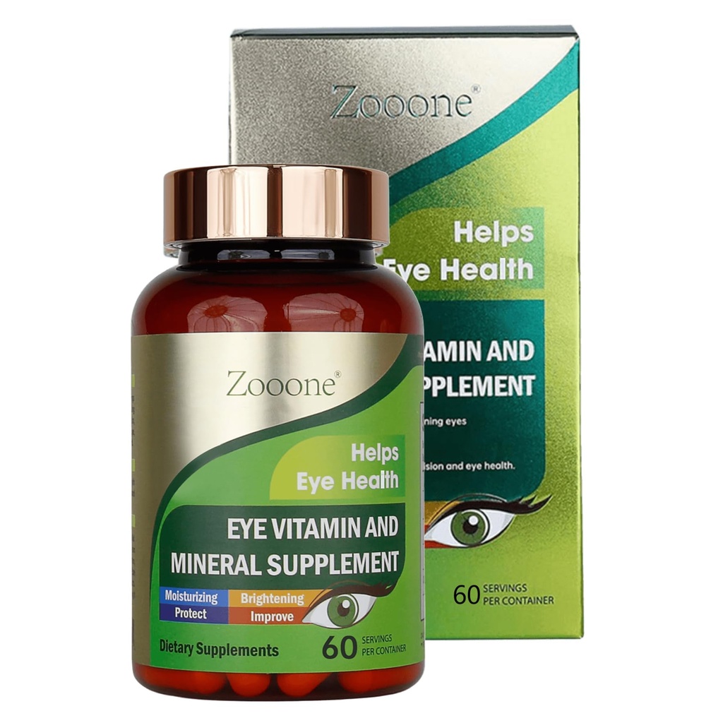 zooone- 60pcs Lutein Eye Vitamins Supplement Nahrungsergänzungsmittel für Macular Health & Dry Eye Support, Enthält Lutein, Zink, Vitamine C/E & Zeaxanthin