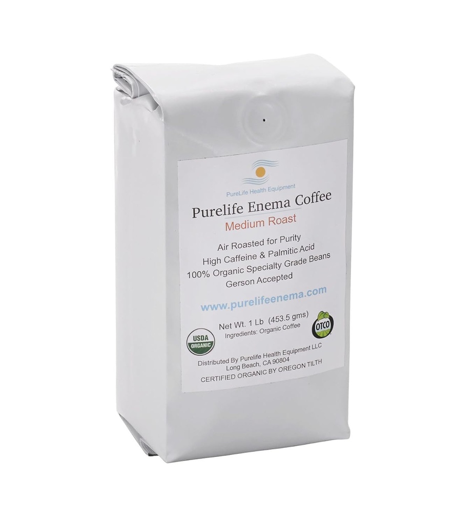 Purelife Organic Enema Coffee- Medium Air Roast - Lab Tested - Mold/Mycotoxin Free - Empfohlen von Gerson - Pre-Ground