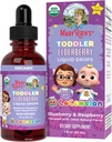 MaryRuth Organics Cocomelon Toddler Elderberry Sirop, USDA Bio Elderberry, Supplément de soutien immunitaire pour les enfants sans sucre pour les âges 1-3 ans, Projet d'étiquette propre Vérifié®, Vegan, Sans gluten, 1 Fl Oz