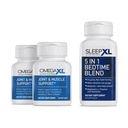 OmegaXL Joint Relief Supplement - Natural Muscle Support, 60 Softgels (2 Pack) & SleepXL Sofort-Release Melatonin, L-Theanin (Calming), Kamille, Magnesium & B6 (60 Vegan Kapseln)