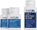 OmegaXL Joint Relief Supplement - Natural Muscle Support, 60 Softgels (2 Pack) & SleepXL Sofort-Release Melatonin, L-Theanin (Calming), Kamille, Magnesium & B6 (60 Vegan Kapseln)