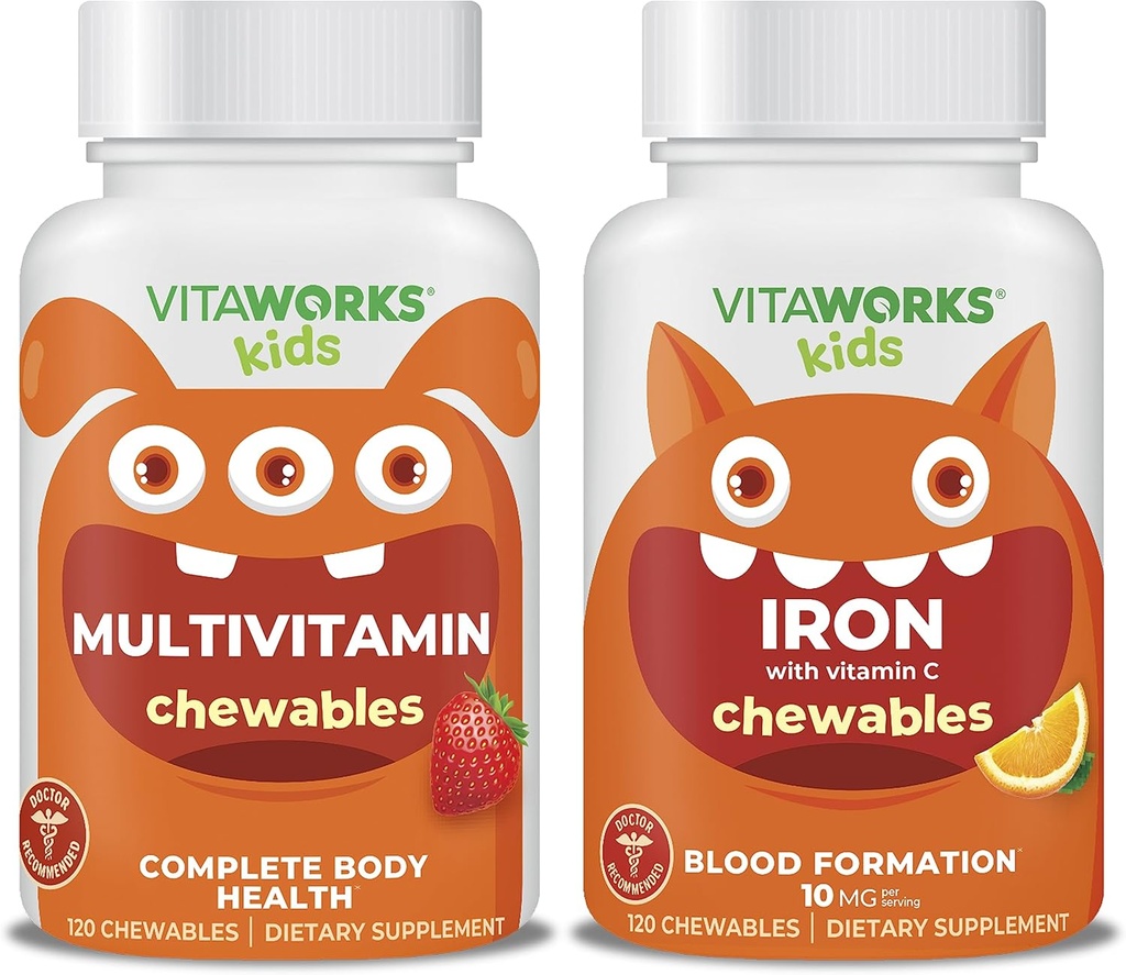 Kids Multivitamin Chewables + Iron 10mg + Vitamin C Chewables Bundle