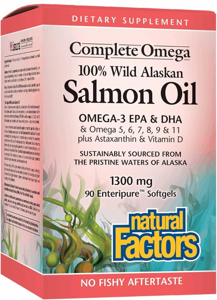NATURAL FACTORS Wild Alask Lachsöl, 90 CT