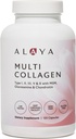 Alaya Naturals Hydrolyzed Multi Collagen Peptides Protein Capsules - Typ I, II, III, V, X Grass-Fed Bovine, Huhn, Marine Collagen Supplement mit MSM + GC (Capsules - 120 Count)