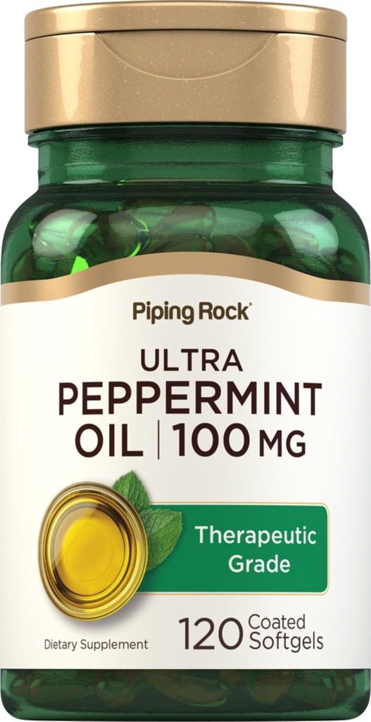 Piping Rock Pfefferminzöl Softgel Kapseln | 50mg | 120 Pillen | Therapeutic Grade Extract | Non-GMO, Glutenfreie Ergänzung