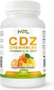 C D Z CHEWABLES | Vitamin C, 1000mg | Vitamin D3, | Zink, | Non-GMO & Gluten Free | 120 vegetarische Kautabletten | 120 Servietten