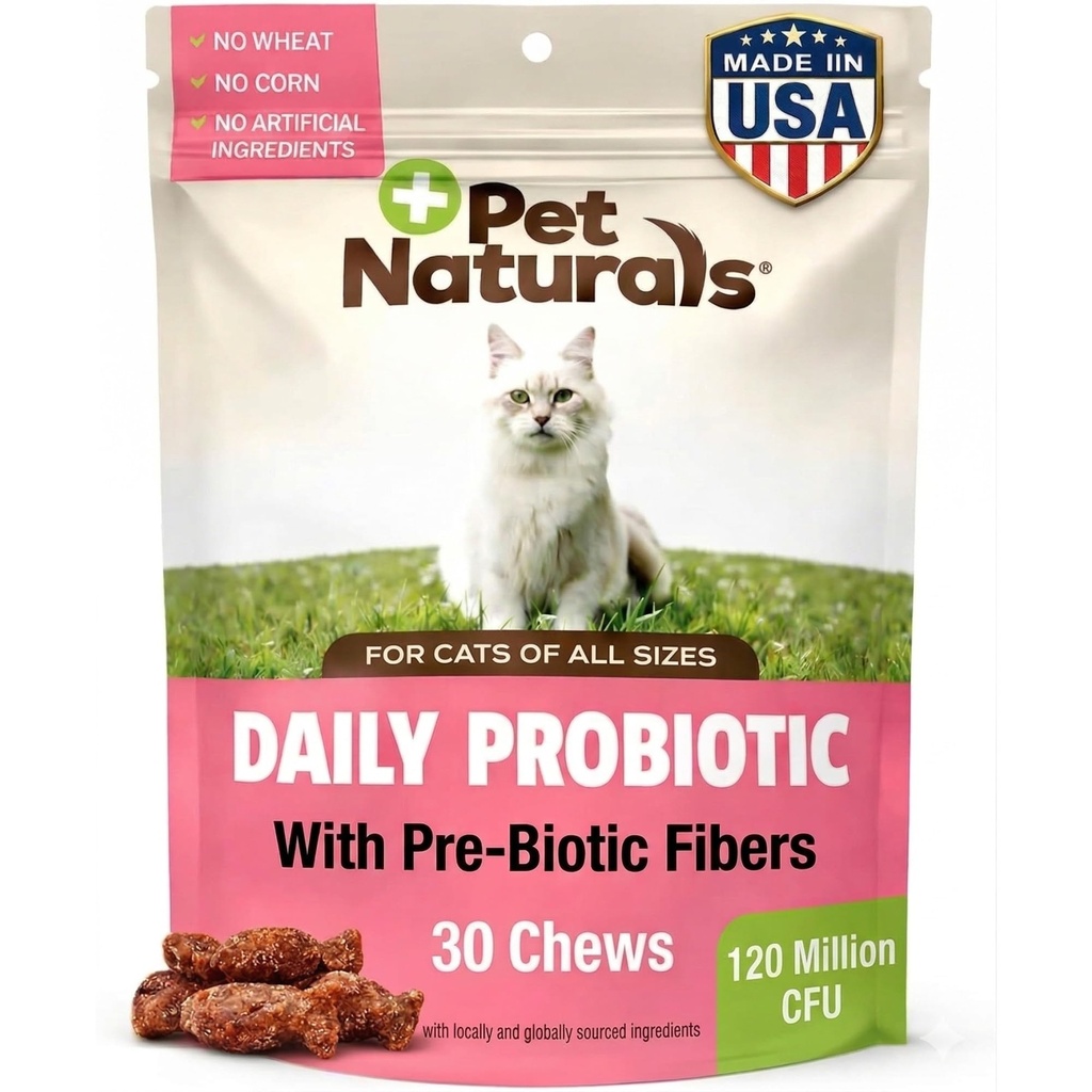 Pet Naturals Daily Probiotic für Katzen, 30 Chews - Verdauungs- und Immununterstützungsergänzung für Katzen