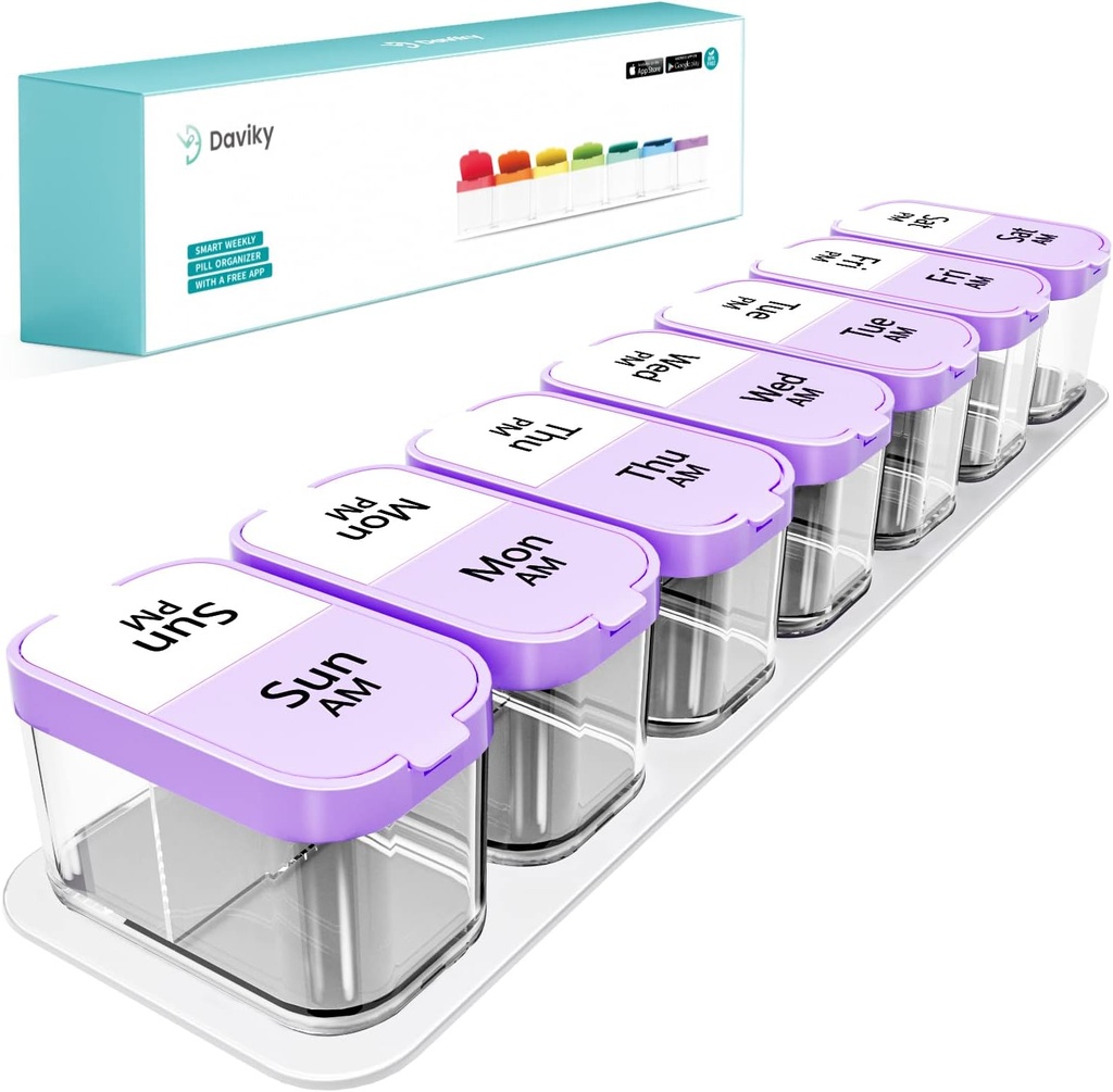 Daviky Large Pill Organizer 7 Tage, Wöchentliche XL Pillenbox 2 Mal am Tag, Extra Big Medicine Case AM PM für Vitamine, Ergänzungen und Medikamente