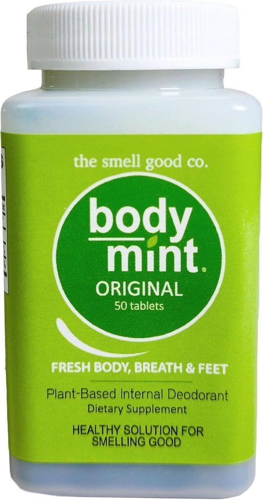 Body Mint Original | Chlorophyll Deodorierende Ergänzung für Vollkörper-Frucht | Aluminium-freie pflanzenbasierte innere Deodorant | Frische Unterarme, Atem, Körper & Füße | 50 Tabs