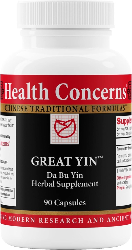Préoccupations de santé Great Yin – Supplément de soulagement de la ménopause – Soutien Flash chaud – Sueurs de nuit et chaleur d'insuffisance – Formule à base de plantes chinoises traditionnelles pour les femmes – 90 capsules