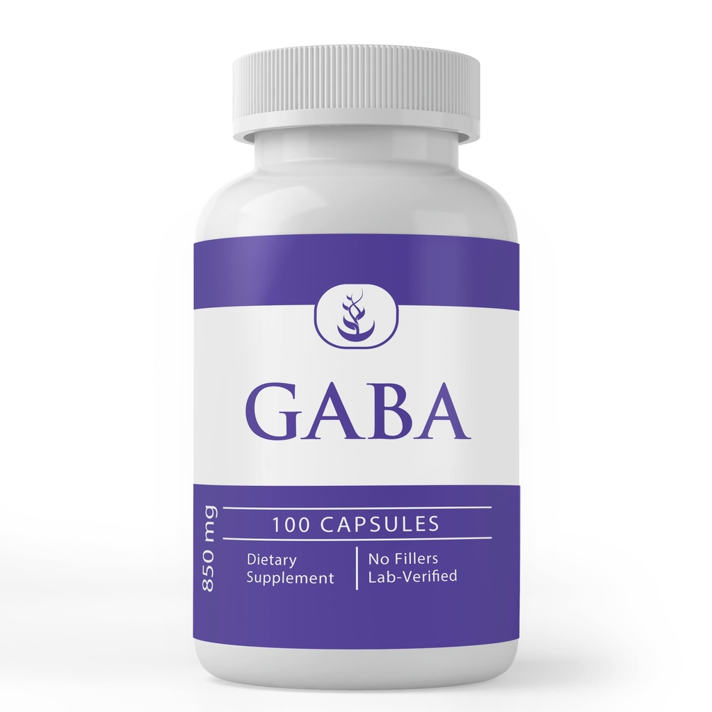 Pure Original Zutaten GABA, (100 Kapseln) Immer rein, keine Additive oder Füllstoffe, Lab Verified