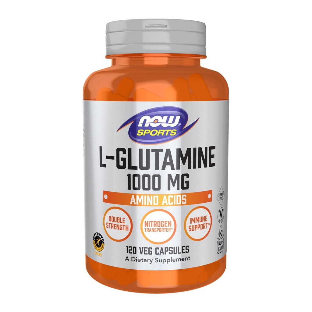 JETZT Lebensmittel Sporternährung, L-Glutamin, Doppelstärke 1000 mg, Aminosäure, 120 Veg Kapseln