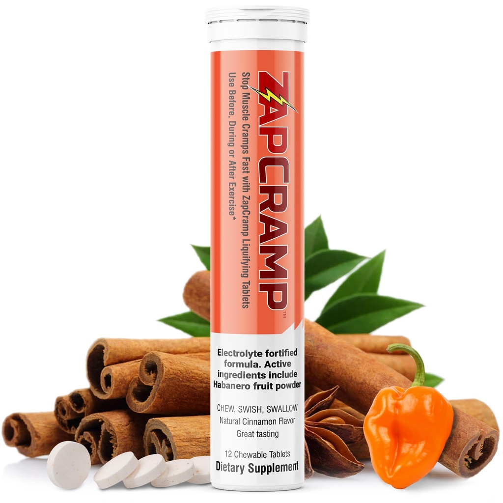 Stop Crampes musculaires rapide avec Capsaicin de la poudre de fruits Habanero Liquiding Comprimés à croquer avec électrolytes pour le corps et les jambes Crampes Relief- 12 comprimés