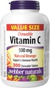 Webber Naturals Vitamin C, 300 Kaubare Orange Tabletten, 500 mg Vitamin C Pro Tablette, Knochen, Zähne, Immun- und Antioxidantienunterstützung