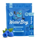 Waterboy Weekend Recovery | 3,200mg Elektrolyt-Pulver-Packets | Ginger + L-Theanine + Vitamine | Kein Zucker, Alle natürlichen, Glutenfrei | 24 Getränke-Stick-Mix (Blauer Himbeer)