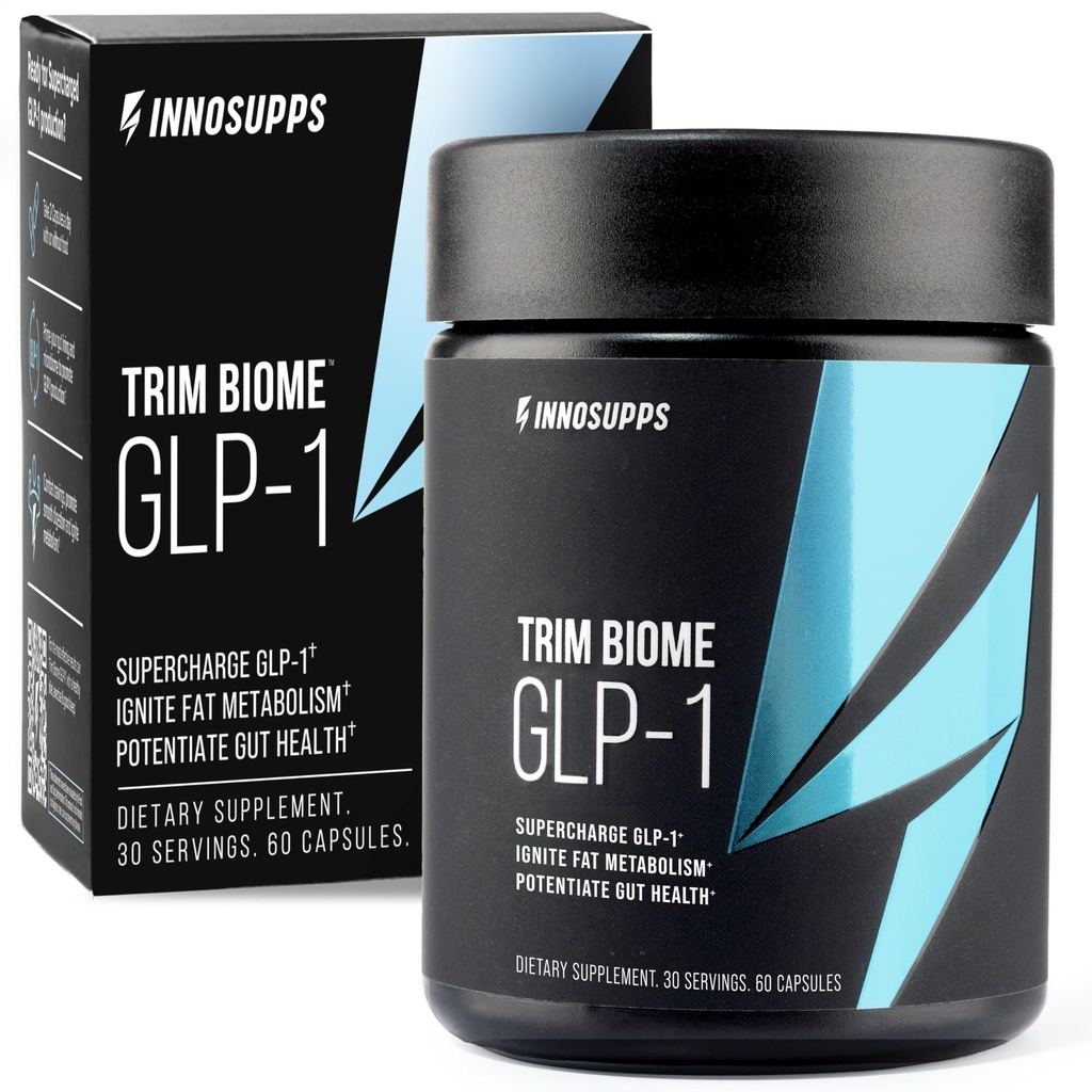 InnoSupps Trim BiomeTM GLP-1 | Gut Health + Metabolic Support* | Prebiotic + Probiotic + Postbiotic | Akkermansia + Berberine | 60 Kapseln. 30 Servietten