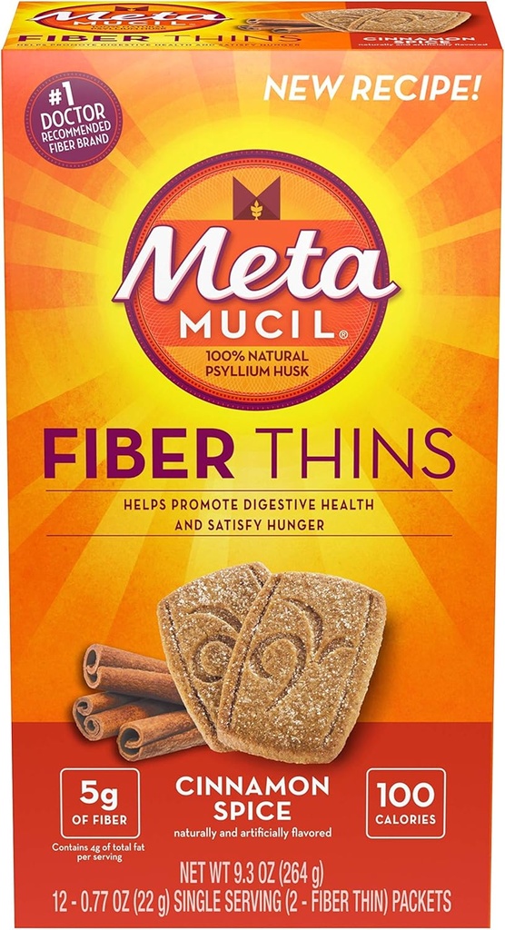 Metamucil Fiber Thins Größe 12 Zähler von 2 Crisps 9.3 Unze (Value Pack von 6)