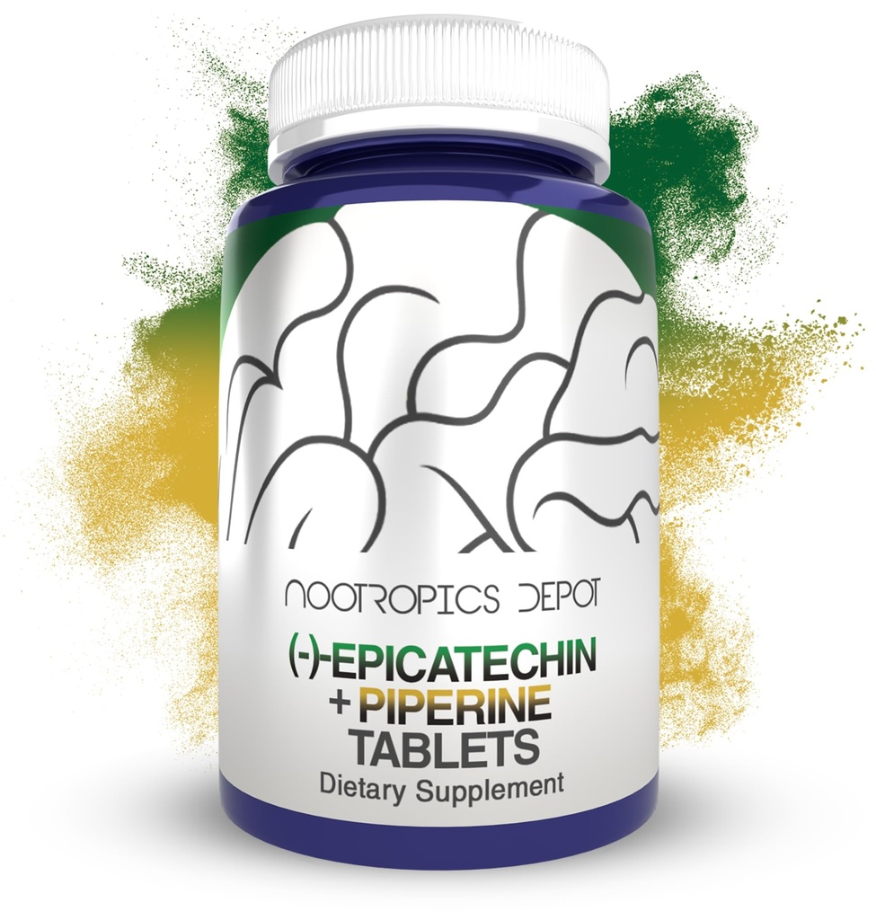 Nootropics Depot Epicatéchine Comprimés de 200mg (−)−Epicatechin + 6mg Piperine pour la biodisponibilité