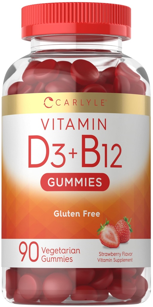 Carlyle Vitamine D3 + B12 Gummées complexes de 90 Count.