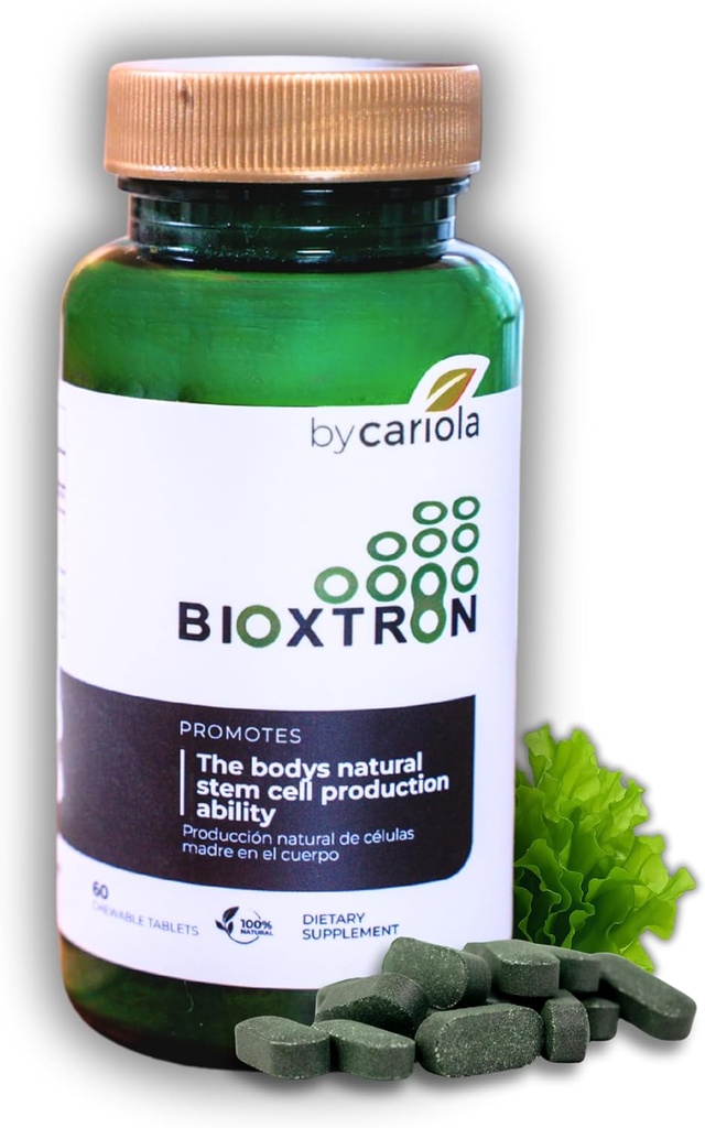 Bioxtron Natural Stem Cell Supplement Kautabletten - Spirulina, Chlorella, AFA - Unterstützt Energie, Gelenk, Muskel, Immungesundheit - Stammzellregenerator - 60 Tabletten (30 Portionen)
