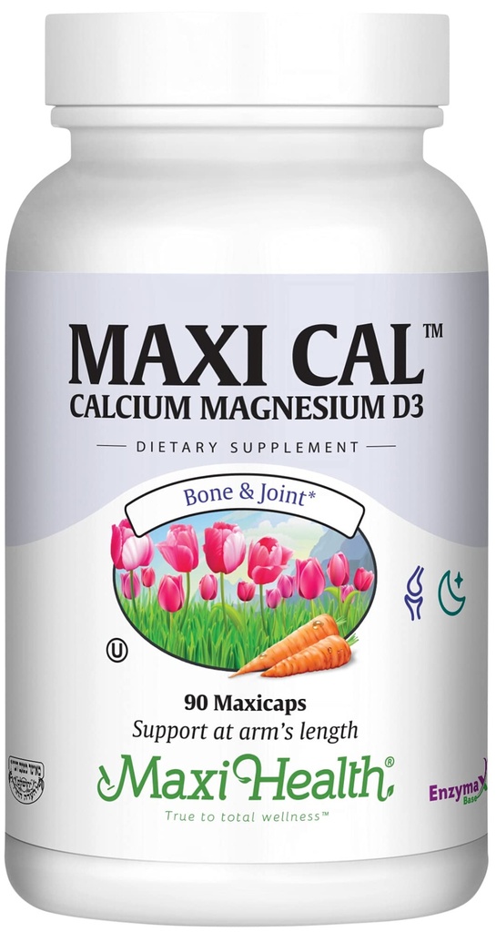 Maxi Health Calcium 1000 mg supplément avec vitamine D3 (1000 UI) et magnésium (500 mg) - os, dents et soutien articulaire pour les hommes et les femmes - 90 capsules