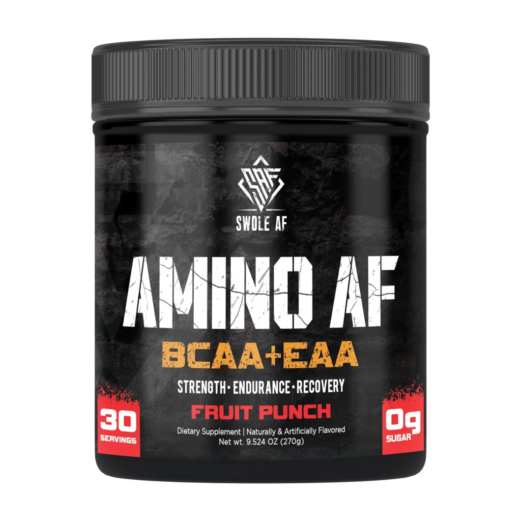 Swole AF | Amino AF BCAA + EAA | Essential Amino Acids for Muscle Gain Endurance & Recovery | Nahrungsergänzung für Enhanced Mood Faster Metabolism | Fruit Punch