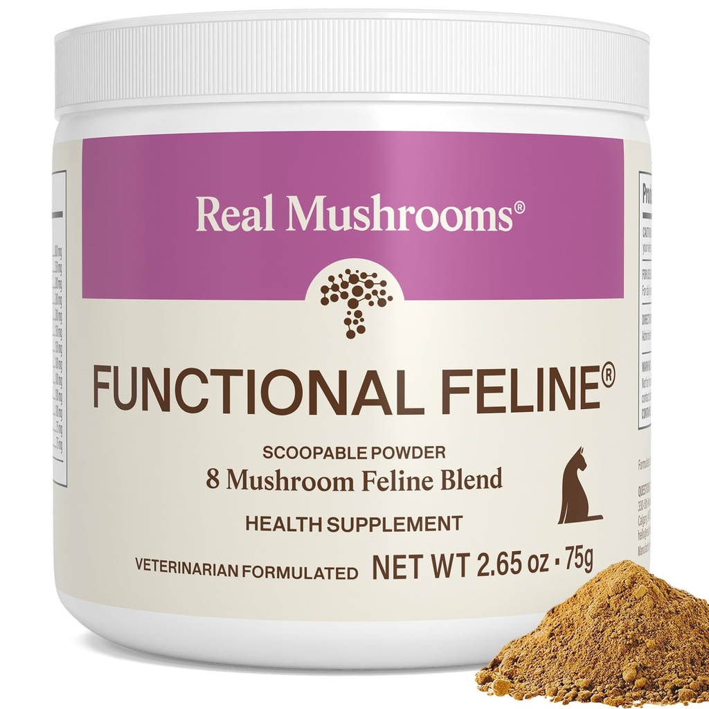 Reale Pilze Cat Supplement Powder – Organische Pilzmischung mit antarktischen Krill & Ashwagandha – Katzen-Vitamine für ältere Katzen oder Kätzchen – 2.65 oz Functional Feline Formula