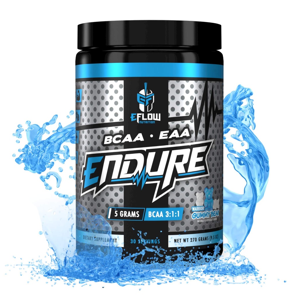 eFlow Nutrition Endure BCAA Plus EAA - Essential Amino Acids Electrolyte Powder Intra Workout - Energie, Erholung und Leistung verbessern - Warrior Gummy Bear(30 Servietten)