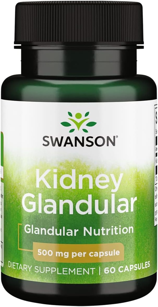 Swanson Raw Rein Glandulaire 500 Milligrammes 60 Capsules