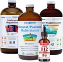 LIQUIDHEALTH Women's Health & Vitality Daily Liquid Multivitamin Bundle with Prenatal/Postnatal Multivitamin, Calcium & Magnesium, Daily Multi Mineral, & Organic Vitamin B12 Drops - USA Made, Non-GMO