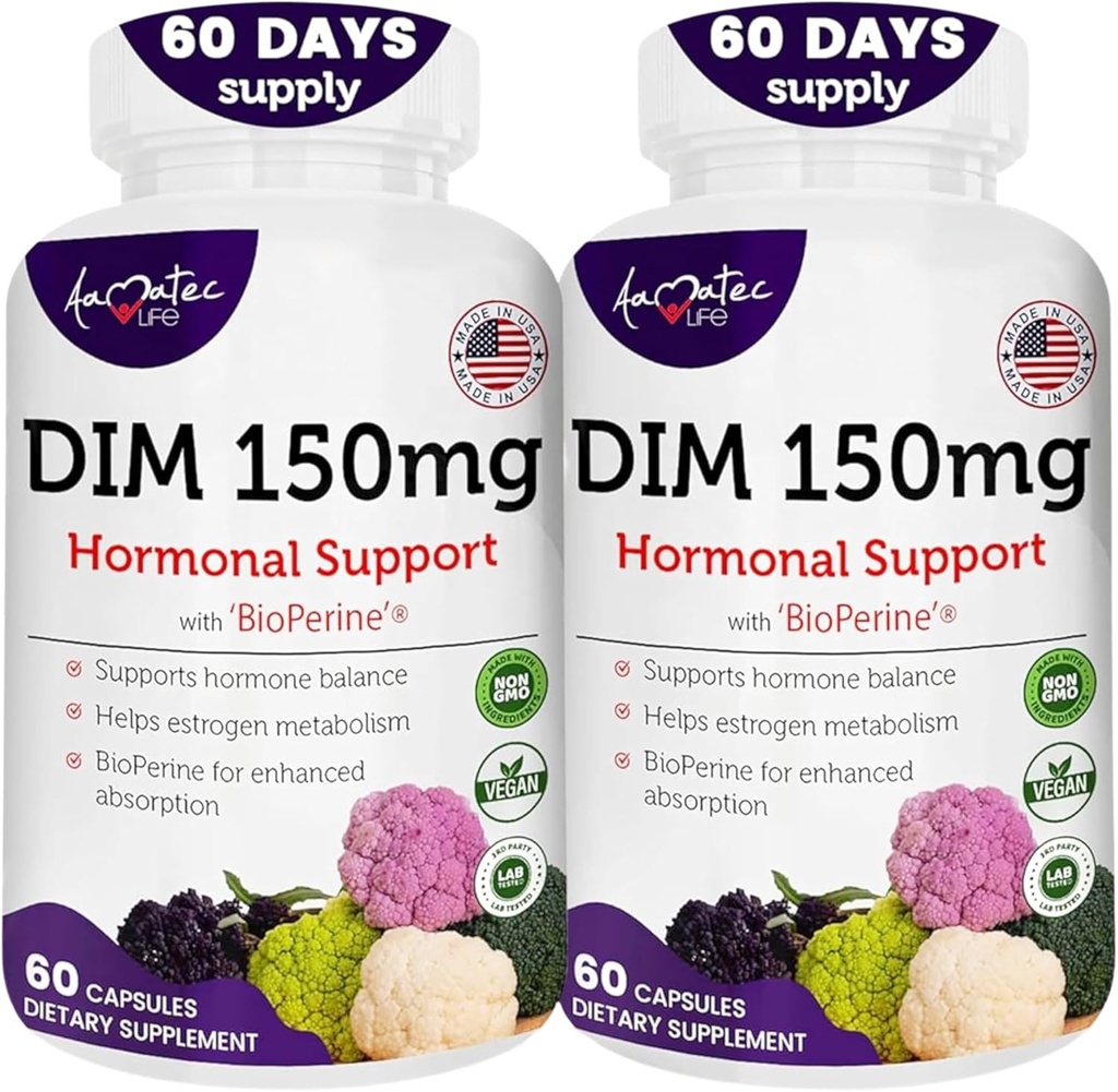 Frauen DIM Complex 150mg - Bioperine Estrogen Balancing Pillen für Menopause & Hot Flashes Relief Unterstützung Hormonelle Akne Leistungsstarke Ergänzung - 60 Kapseln - Made in USA