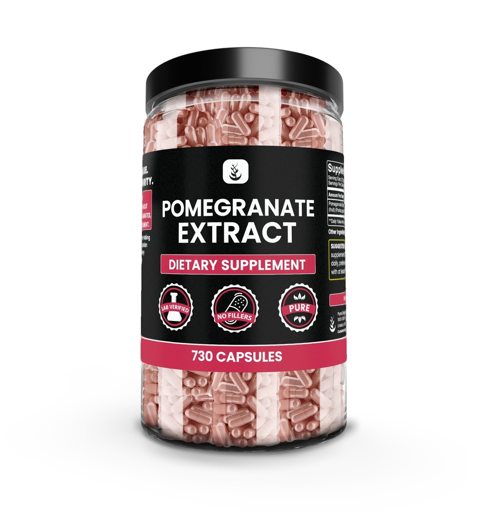 Pure Original Zutaten Granatapfelextrakt (730 Kapseln) Keine Magnesium oder Reisfüller, Immer rein, Lab Verifiziert