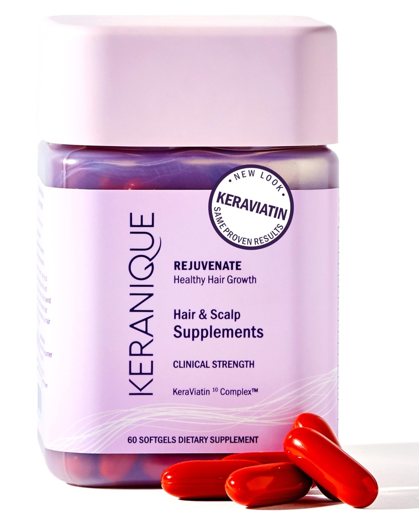 Keranique KeraViatin Haar- & Kopfhaut-Gesundheitsergänzung, Klinische Stärke, Biotin, Vitamin B, 120 Softgels-60 Count (Pack mit 2)