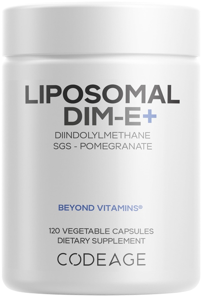 Codeage Liposomal DIM Ergänzung - 4 Monate Versorgung von DIM Vitaminen und SGS, Granatapfel, Broccoli, Vitamin E Isomer Tocopherols Alpha Beta Gamma Delta - Liposomal Formel - Glutenfrei - 120 Kapseln