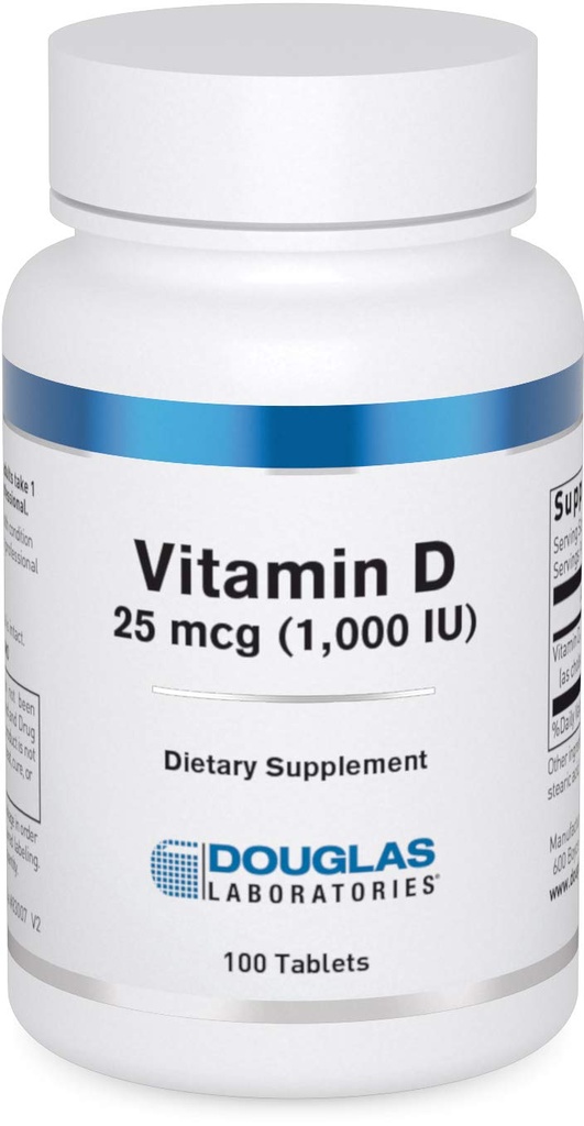 Douglas Laboratories Vitamin D 25 mcg (1.000 IU) - D3 Vitamin - Für Immununterstützung, Knochengesundheit & Zahngesundheit* - D Vitamin als Cholecalciferol - 100 Tabletten