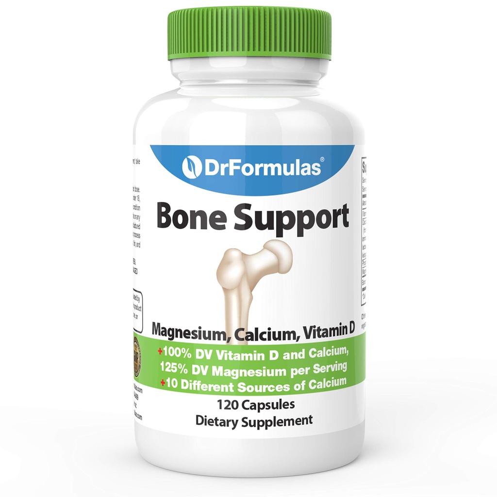 DrFormulas Bone Support 100% DV 1000mg Supplément de calcium Carbonate, Citrate, Gluconate, (pas d-glucarate) Chlorure avec vitamine D, Magnésium et Boron - 30 jours d'approvisionnement