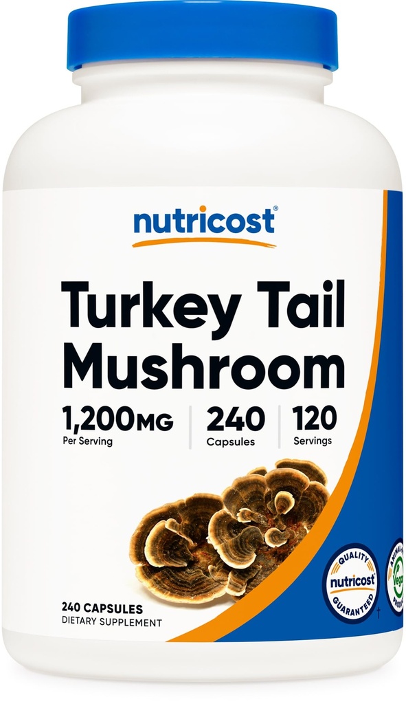 Nutricost Turkey Tail Mushroom Capsules 1200mg, 120 Portionen (240 Kapseln) - Glutenfrei, Non-GMO und vegetarisch freundlich