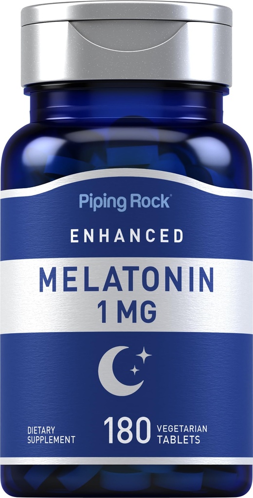 Piping Rock Melatonin 1 mg | 180 Tabletten | Ergänzung für Erwachsene | Vegetarisch, Glutenfrei, Non-GMO