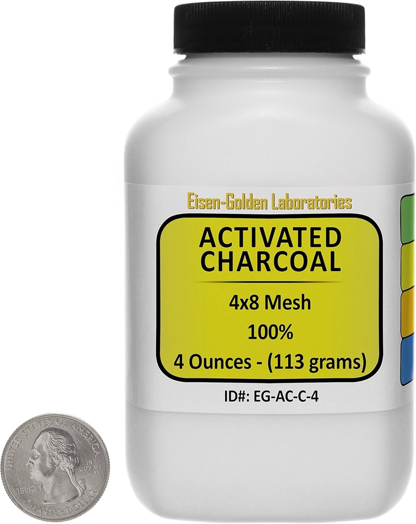 Aktivkohle [C] 100% ACS Grade Course Granules 4 Oz in einem Space-Saver Bottle USA