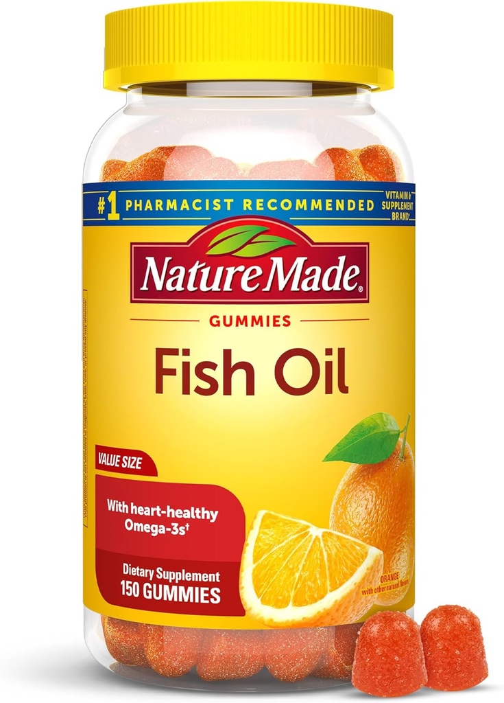 Naturgemachtes Fischöl Omega 3 Gummis, Omega 3 Fischöl Ergänzungen, Gesunde Herzunterstützung, 150 Gummis, 75 Tage Versorgung