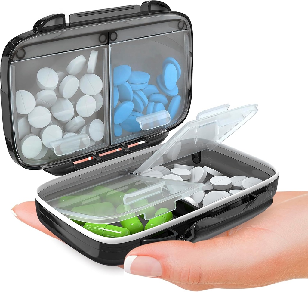 BEXEEN kleine Pille Box für Geldbörse Mini Pille Case - Medizin Pill Organizer Reisen - Tragbare Pille Container Kompakt Pille Halter Feuchtigkeit Proof Pocket Vitamin Organizer 4 Compartment Medicing Kit