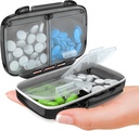 BEXEEN Small Pill Box for Purse Mini Pill Case - Medicine Pill Organizer Travel - Portable Pill Container Compact Pill Holder Moisture Proof Pocket Vitamin Organizer 4 Compartment Medication Kit