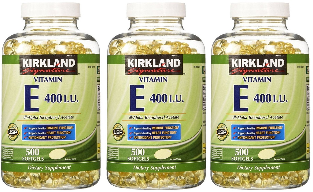 Kirkland Signature, vitamine E 400 UI 500 Softgels fvKDn (paquet de 3)