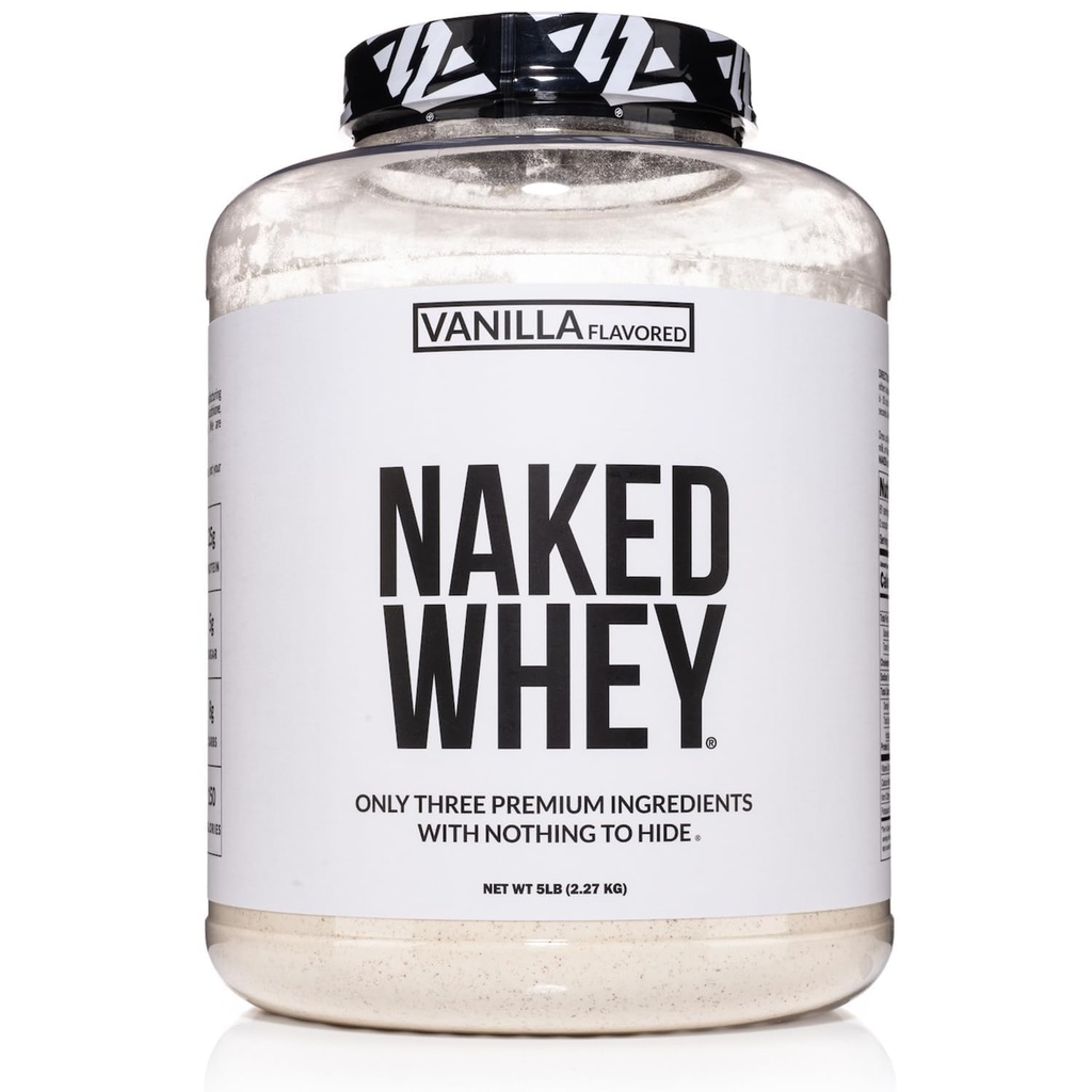 NAKED Vanille Whey Protein Powder - Alle natürlichen Gras Fed Whey Powder, Vanille Flavor, Bio Kokoszucker, 5Lb Bulk, GMO-frei, Sojafrei, Glutenfrei - 61 Servierungen