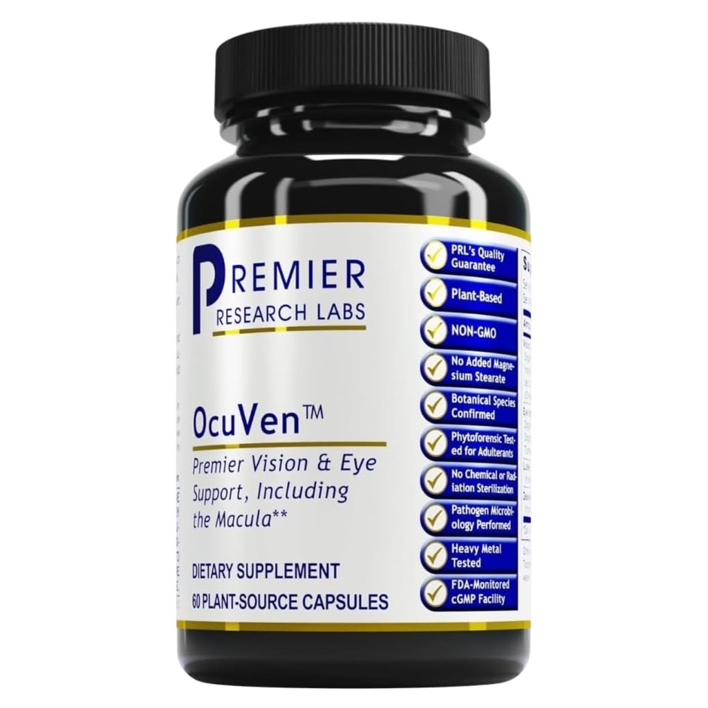 Premier Laboratoires de recherche OcuVen - Supplément Lutéine et Zeaxanthin, Vitamines oculaires, Suppléments santé oculaire pour adultes et aînés, Suppléments vision, Santé maculaire, Soins oculaires - 60 Capsules végétariennes